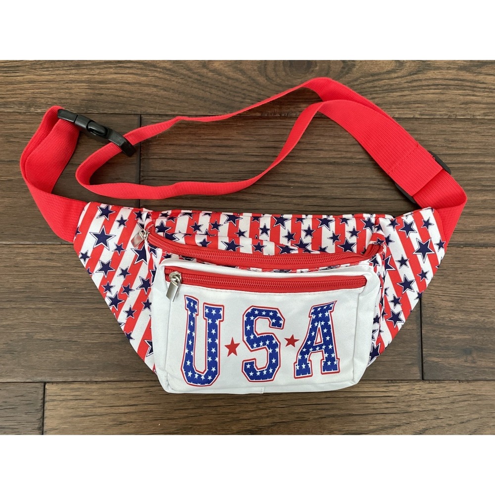 Patriotic USA Belt Bag Fanny Pack front pocket stars/stripes 4th Of July
